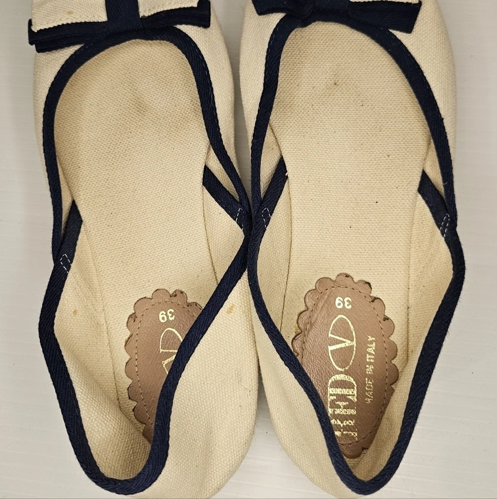 Valentino Red Bow Tie Canvas Espadrilles Size 39